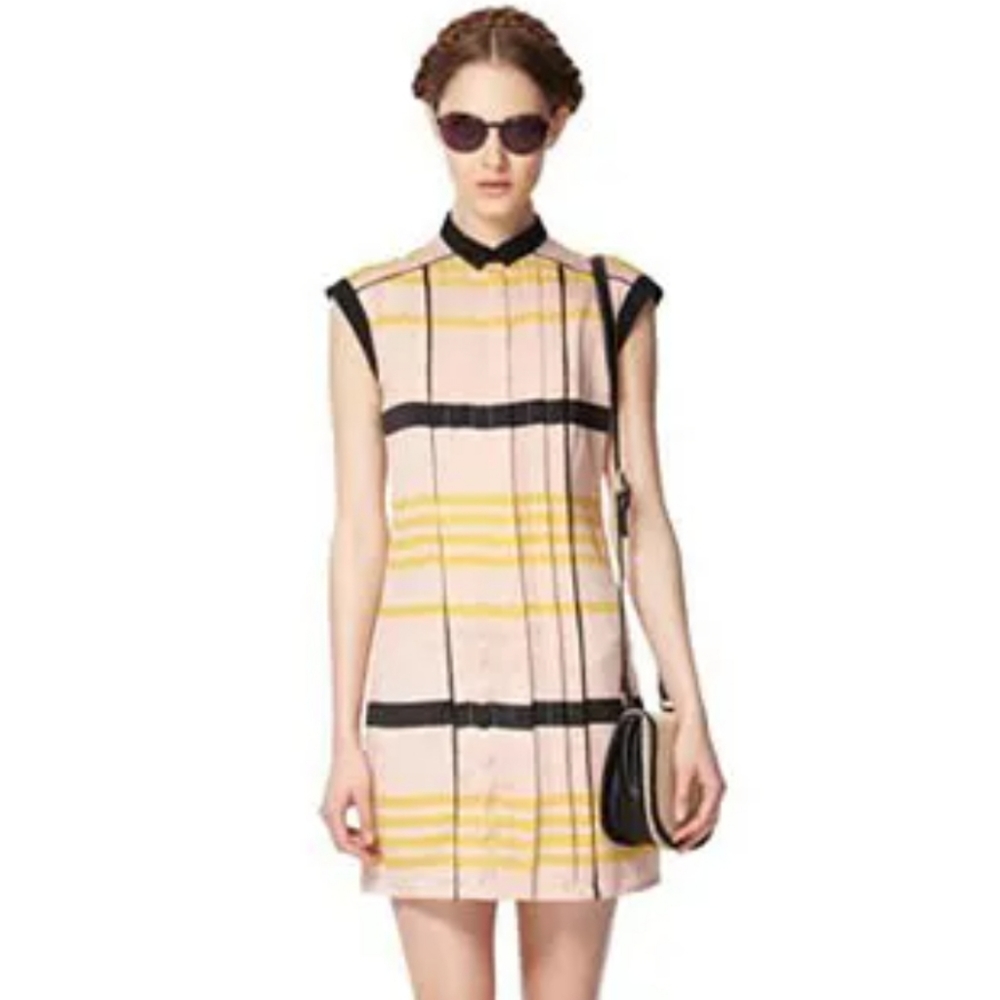 Jason Wu for Target Women's Striped Sleeveless Collared Pleated Shift